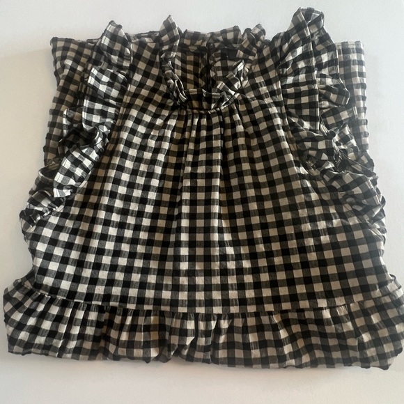 MAEVE by Anthropologie Gingham Tiered Dress XS|Black White|Ruffle Prairie - Picture 11 of 12